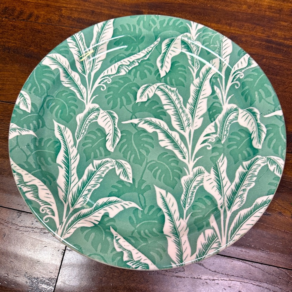 Wallace China Palm Green Large Round Platter 13.5 Inches Across California, USA